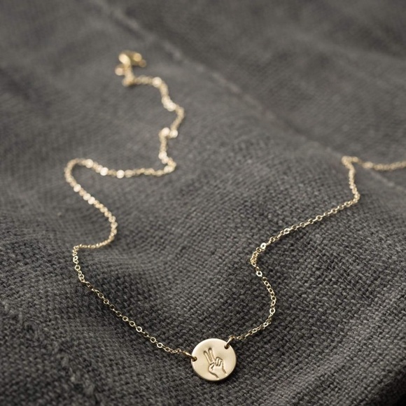 “Peace Out” Sign Language Minimalist Boho Necklace - Picture 9 of 16